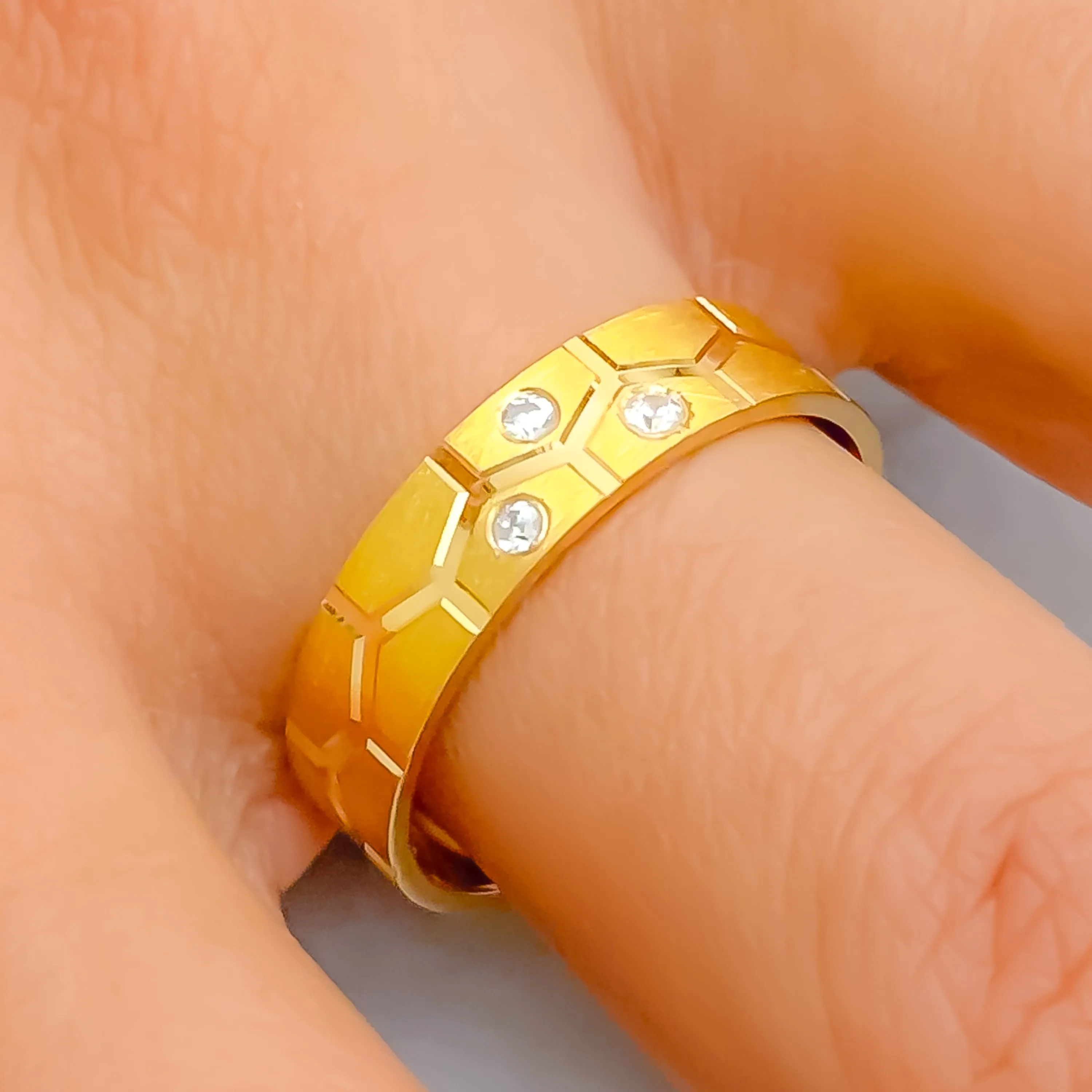 Unique Versatile 21k Gold CZ Band