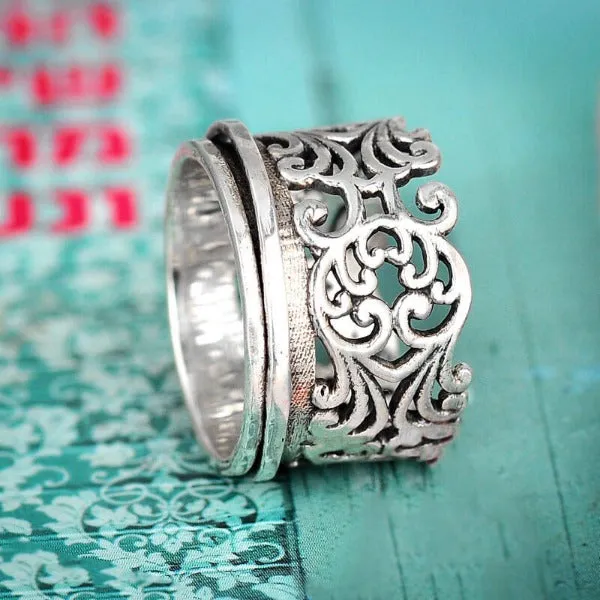 Unique Women's Spinner Ring Sterling Silver