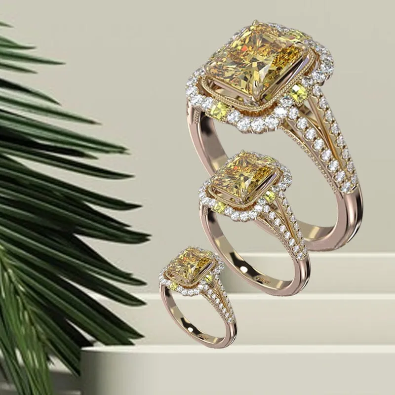 Unique Yellow Citrine Ring Gold For Women Party Jewelry