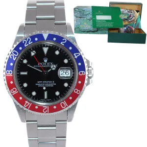 UNPOLISHED 2001 Rolex GMT-Master II Pepsi Steel Blue Red 16710 Watch SEL Box