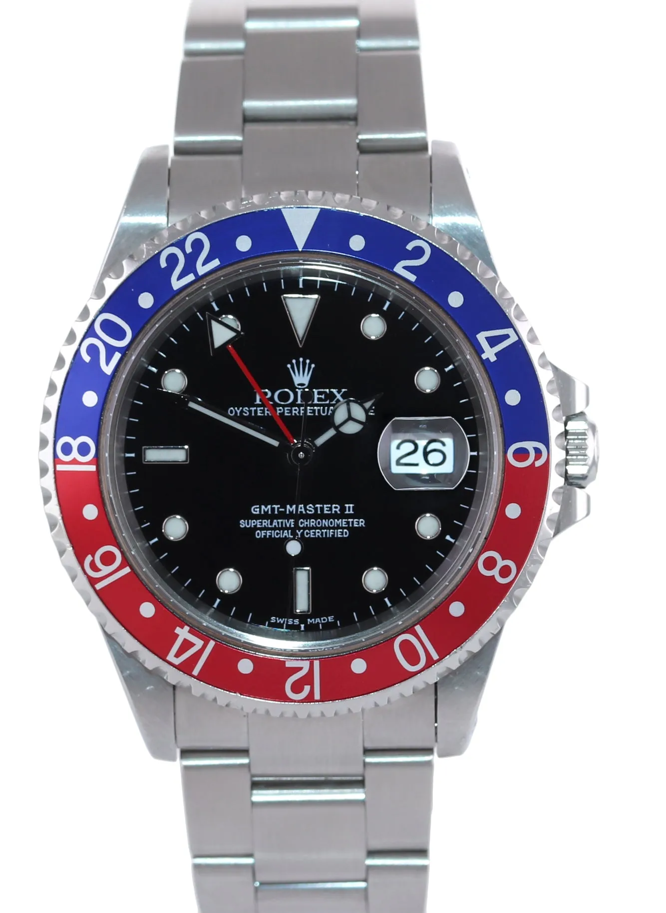UNPOLISHED 2001 Rolex GMT-Master II Pepsi Steel Blue Red 16710 Watch SEL Box