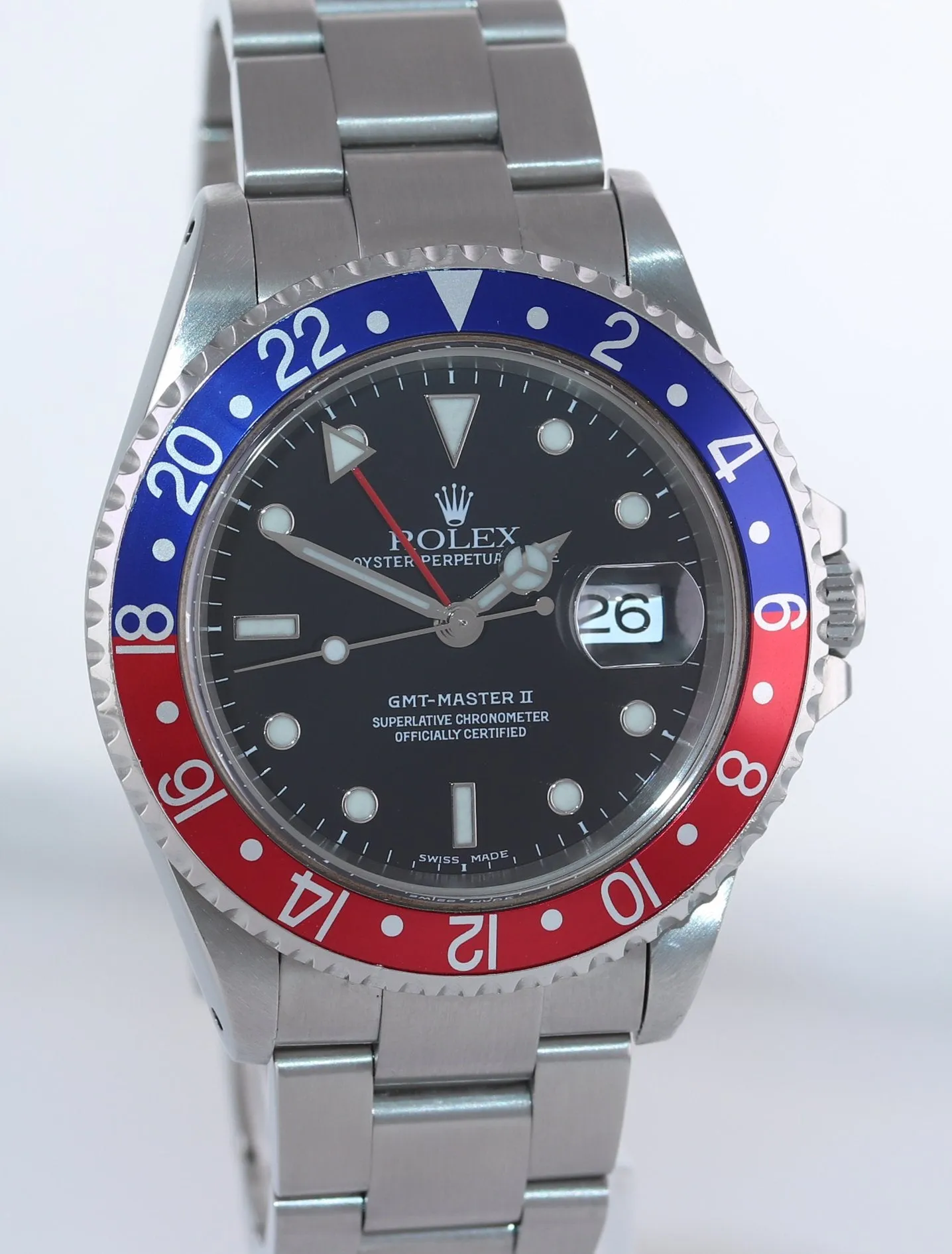 UNPOLISHED 2002 Rolex GMT-Master II Pepsi Steel Blue Red 16710 Watch SEL Box