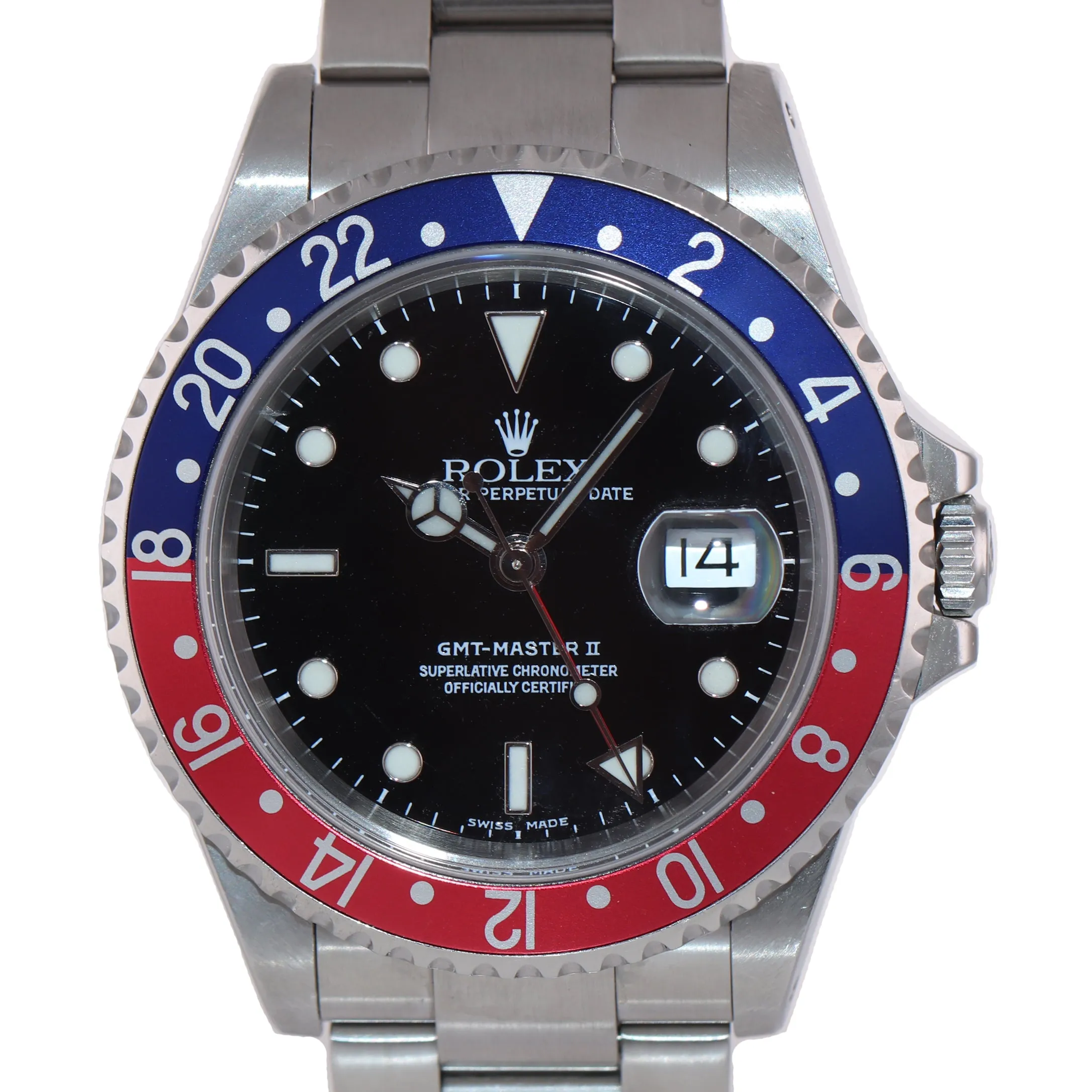 UNPOLISHED Rolex GMT-Master II Pepsi Blue Red Steel 16710 40mm Oyster Watch Box