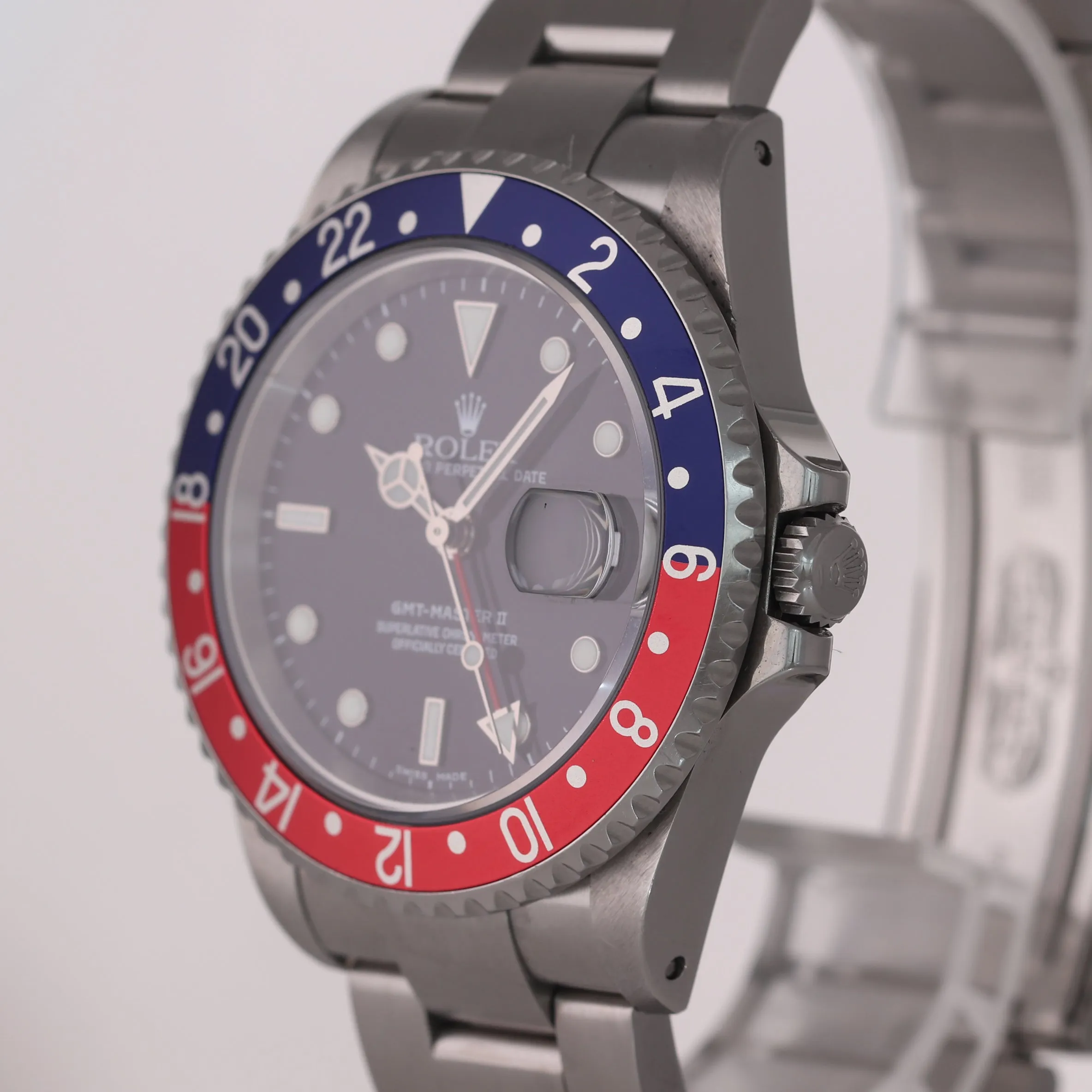 UNPOLISHED Rolex GMT-Master II Pepsi Blue Red Steel 16710 40mm Oyster Watch Box