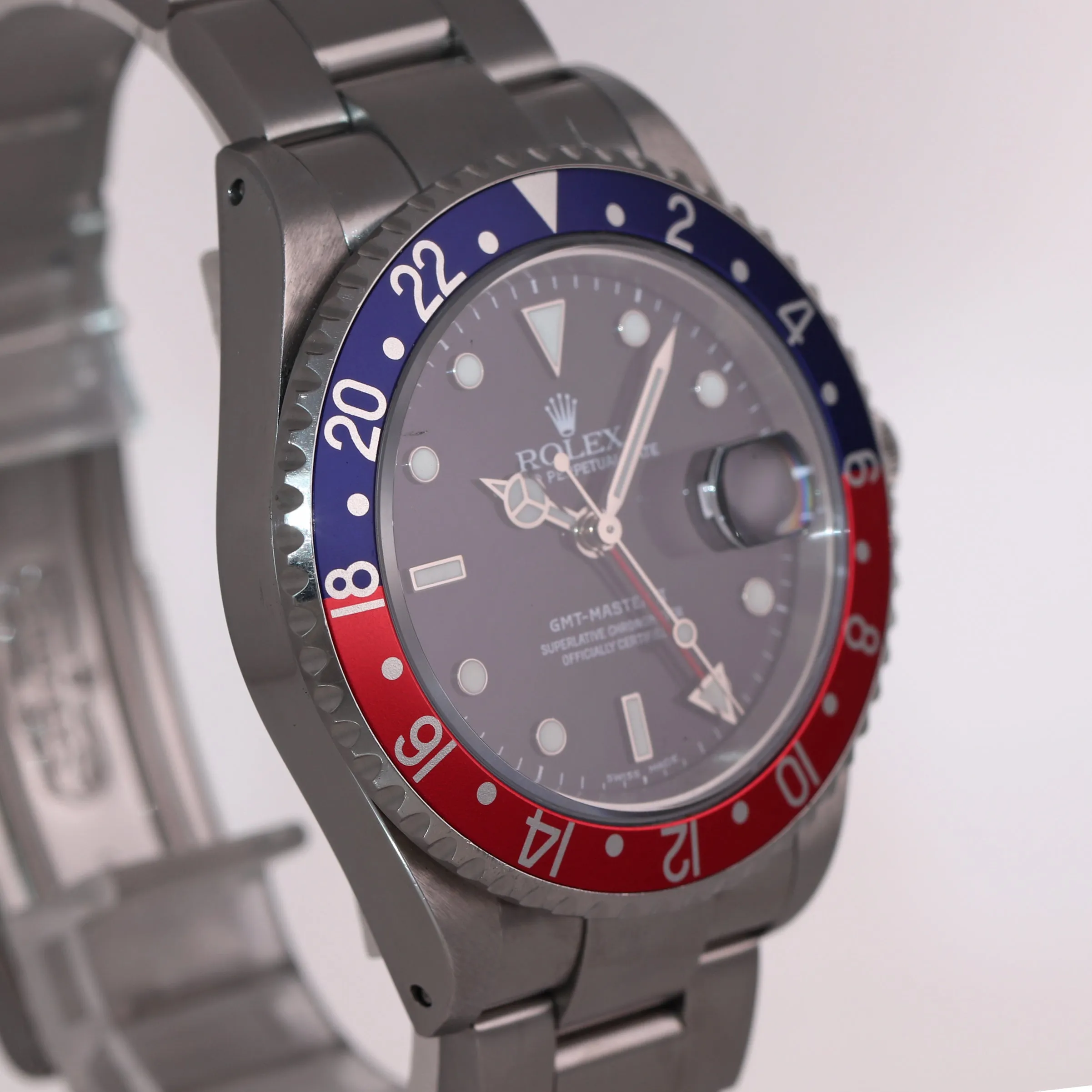 UNPOLISHED Rolex GMT-Master II Pepsi Blue Red Steel 16710 40mm Oyster Watch Box