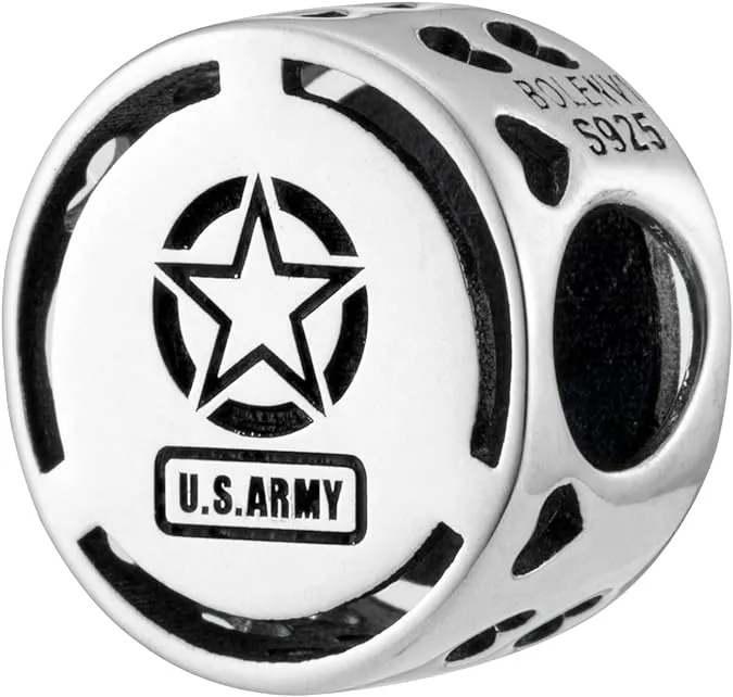 U.S. Army Star Symbol Silver Bead Charm