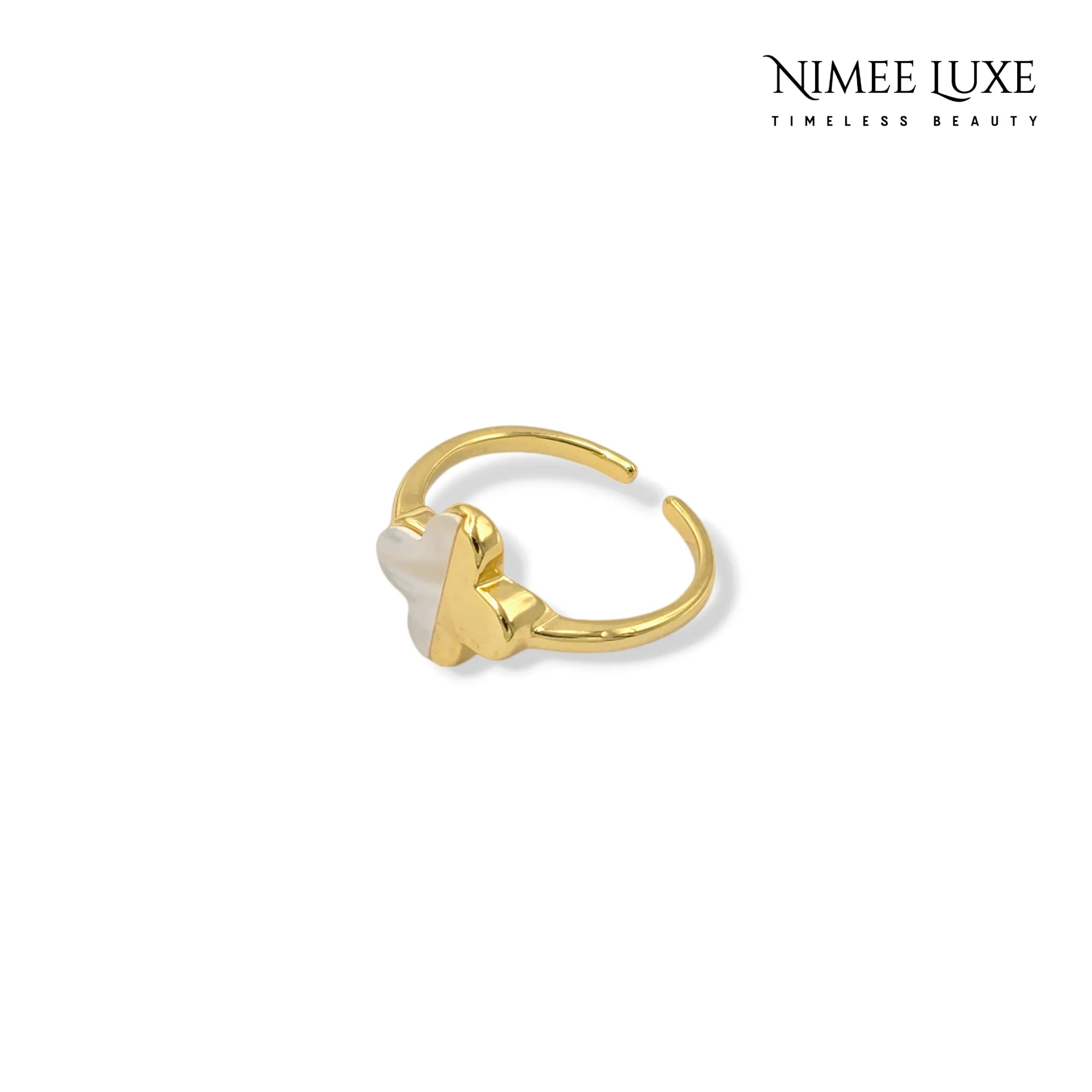 Van Cleef Inspired Pearl Adjustable Ring Gold Plated AR3