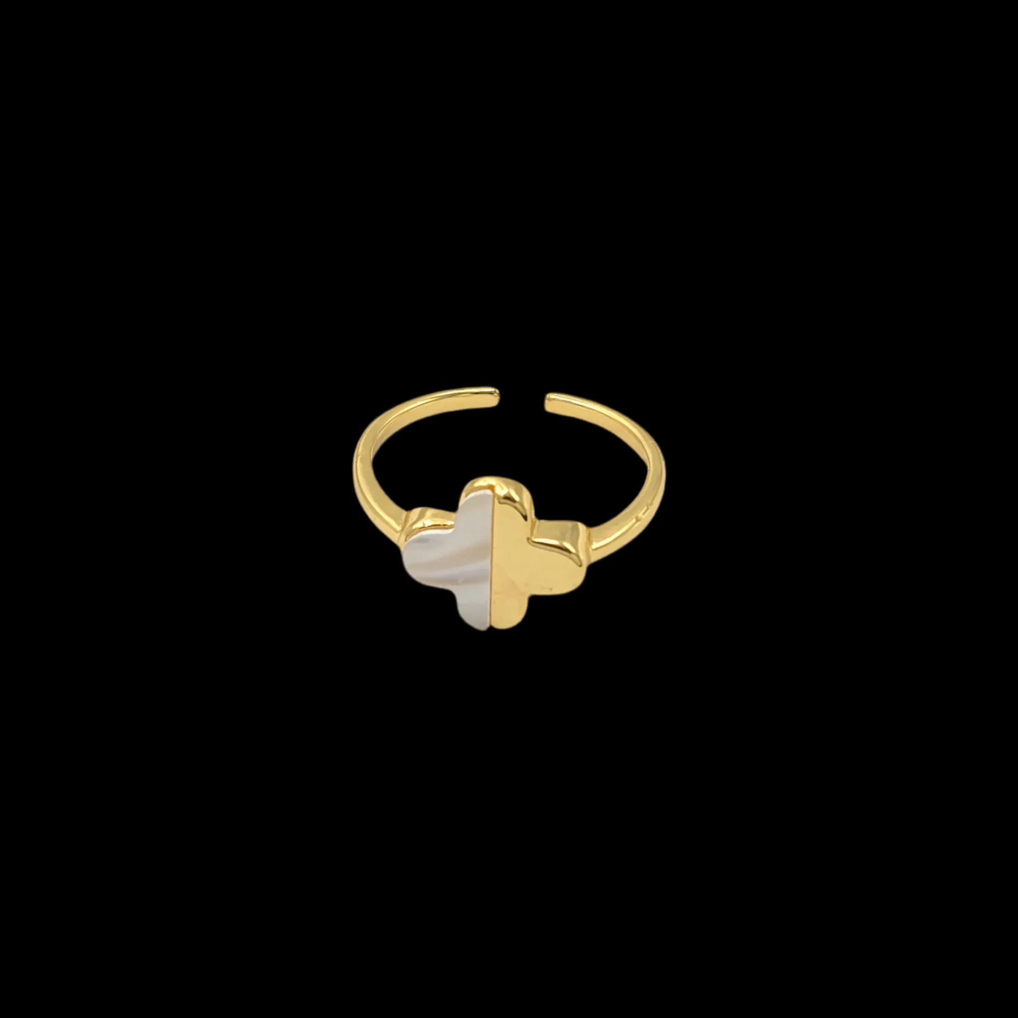 Van Cleef Inspired Pearl Adjustable Ring Gold Plated AR3