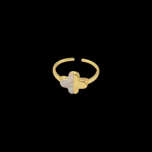 Van Cleef Inspired Pearl Adjustable Ring Gold Plated AR3