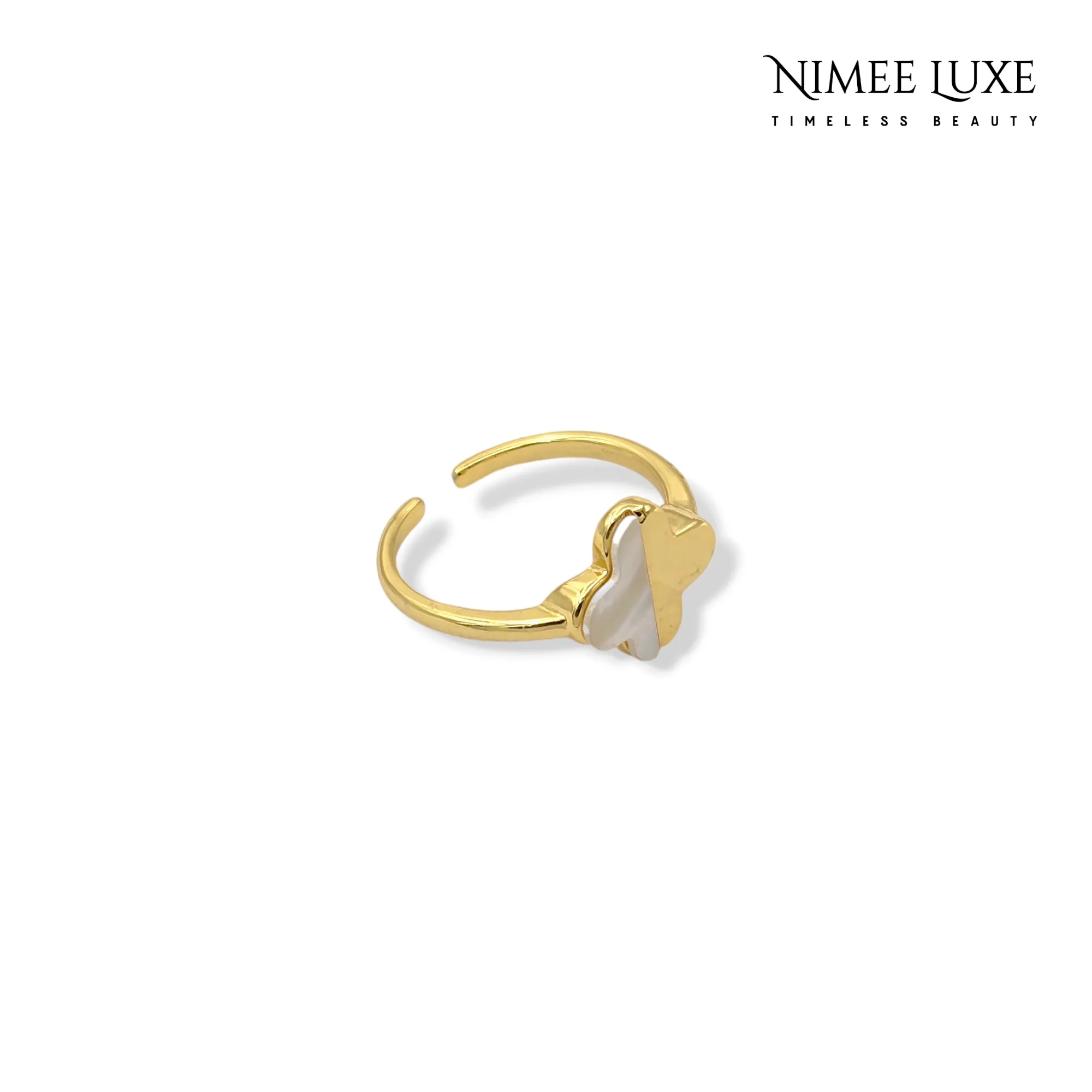 Van Cleef Inspired Pearl Adjustable Ring Gold Plated AR3