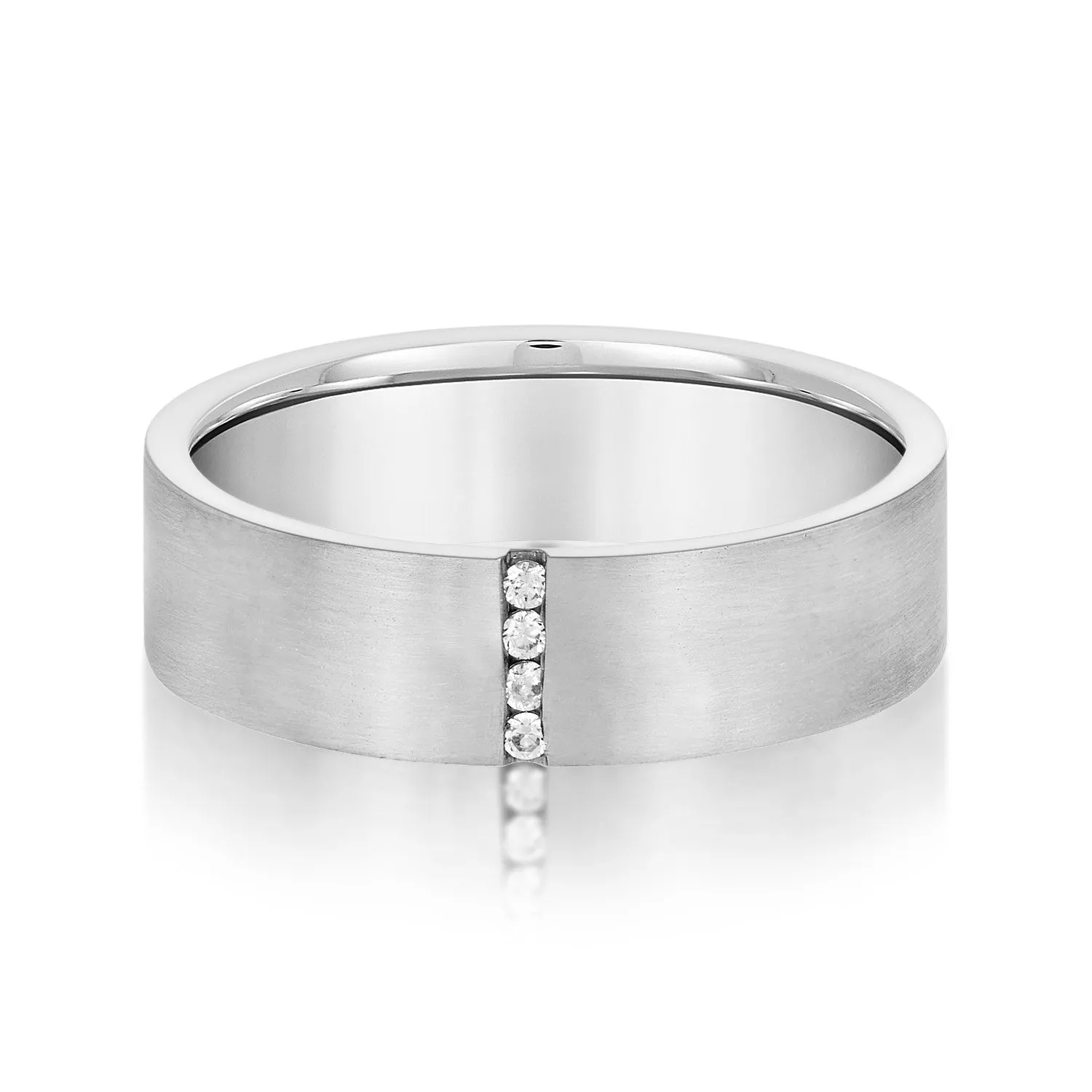 Vertical Single Row Channel Set Diamond Men's Wedding Band