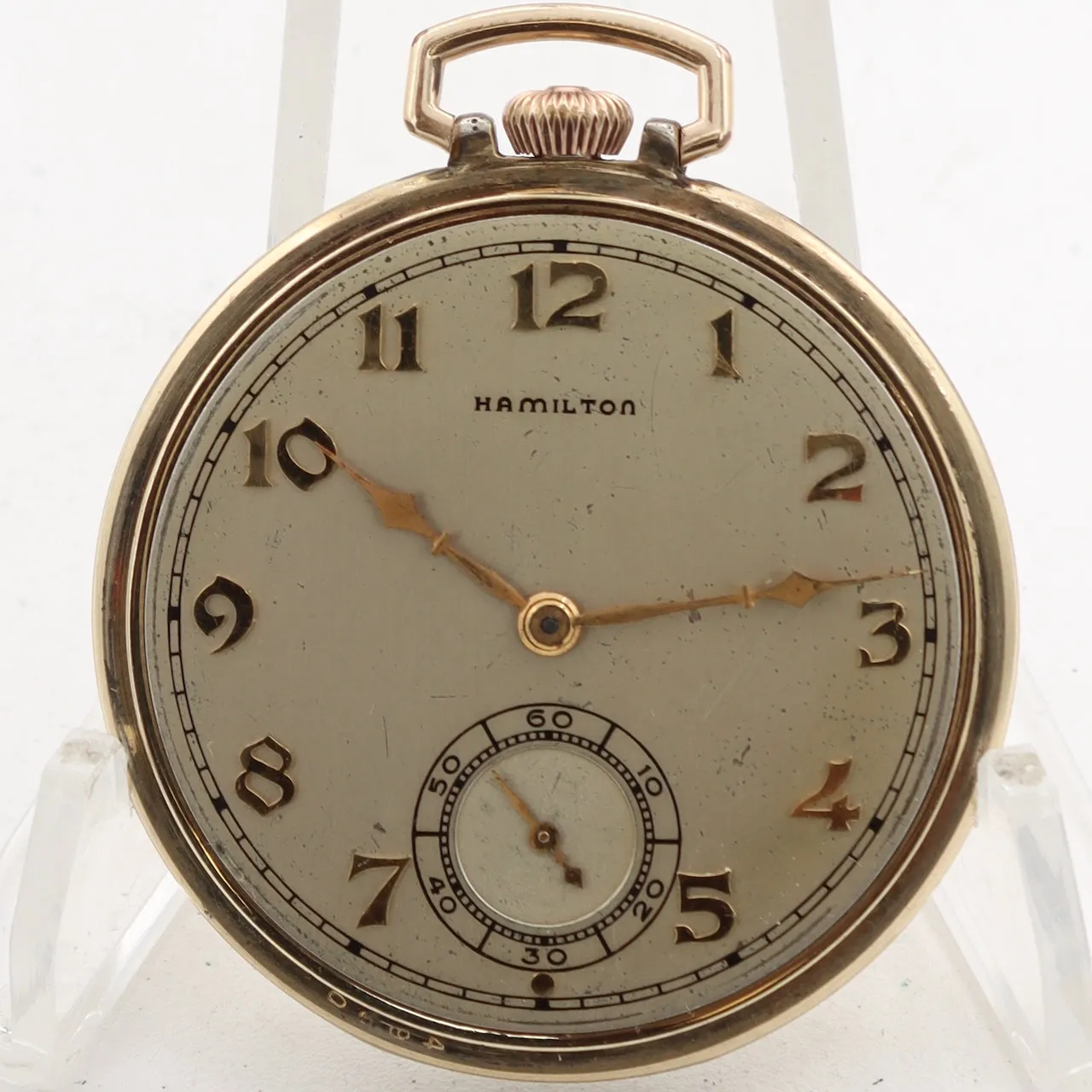 Vintage 10s 1938 Hamilton Gilded Dial 21 Jewel Pocket Watch 921 14k GFUSA