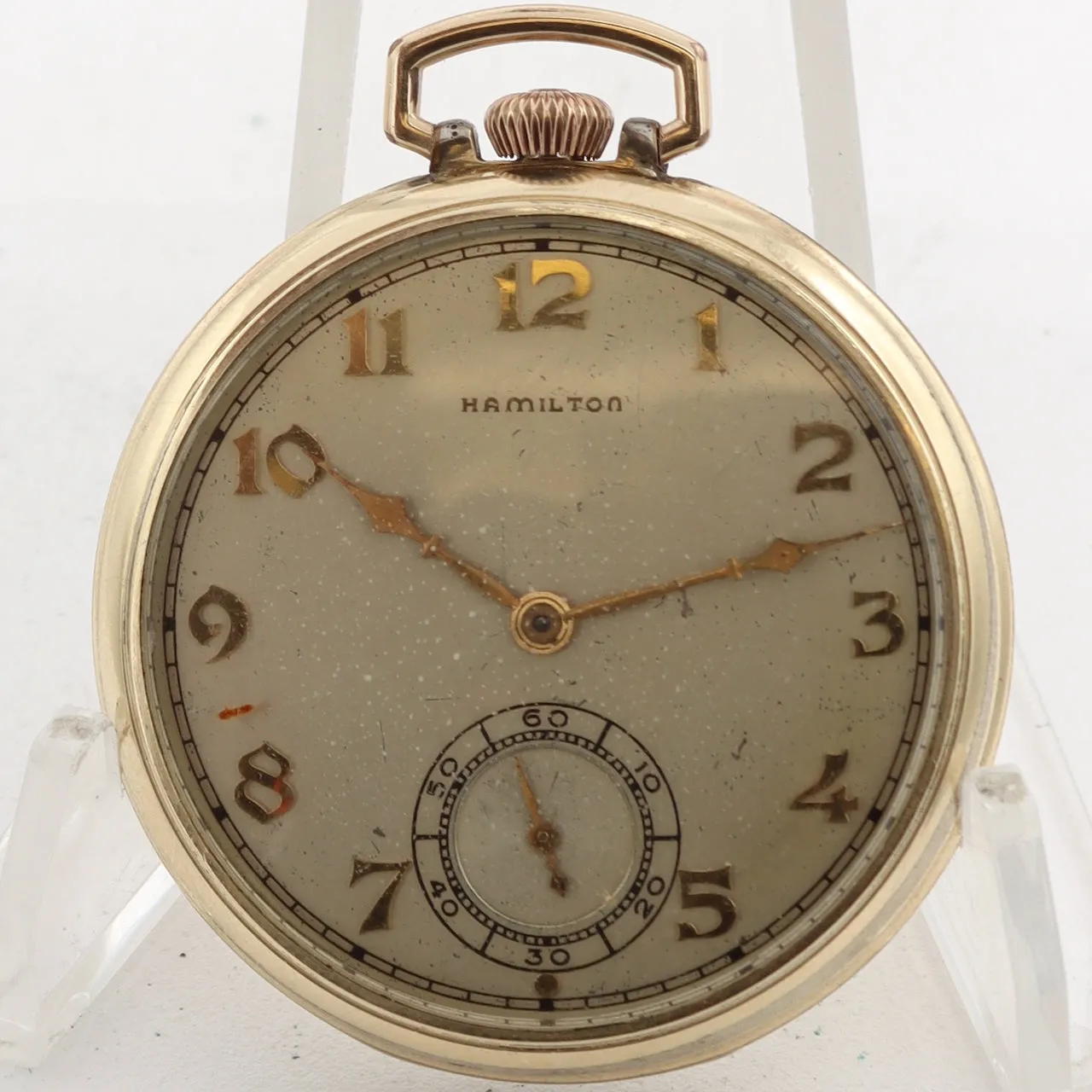Vintage 10s 1938 Hamilton Gilded Dial 21 Jewel Pocket Watch 921 14k GFUSA