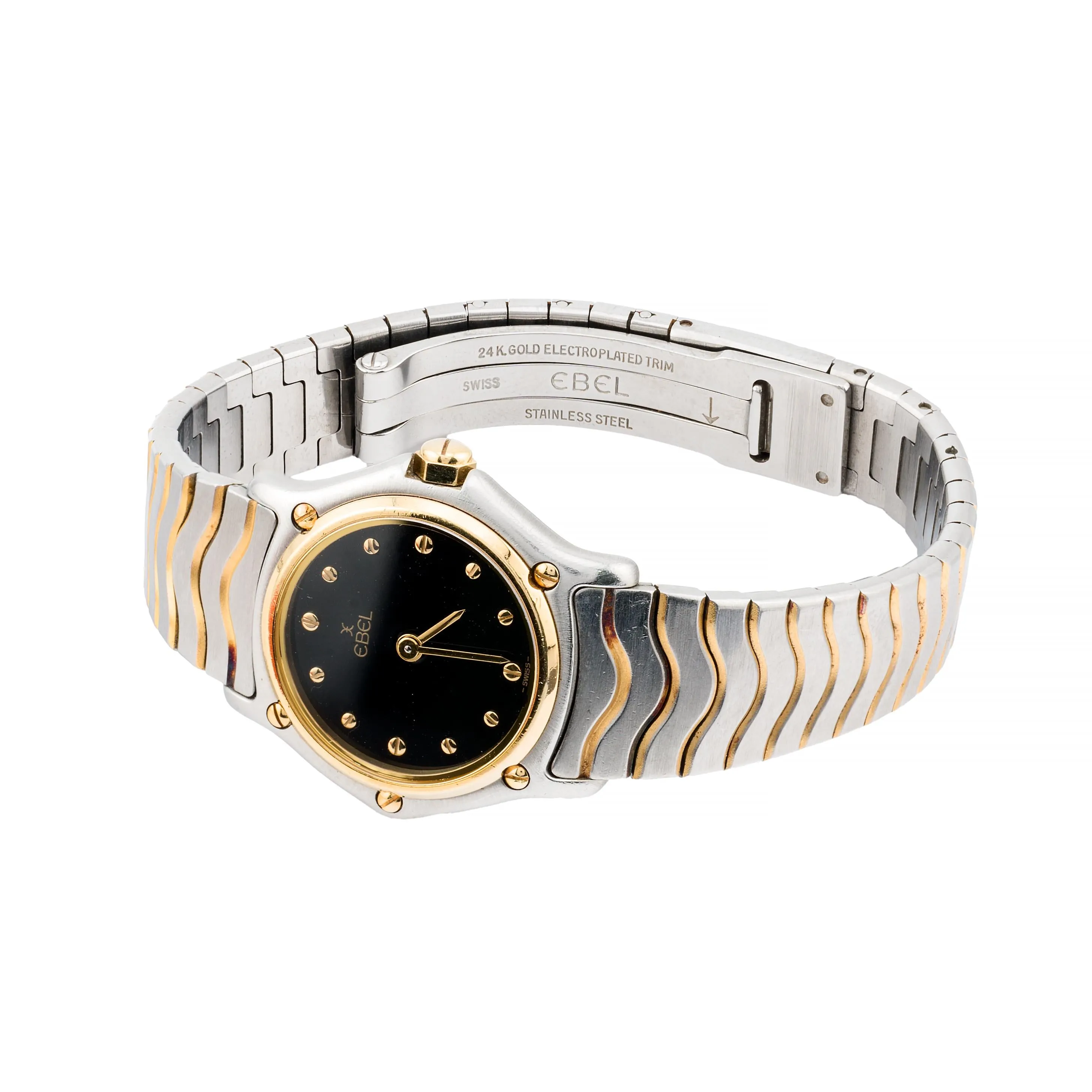 Vintage Ebel Classic Wave 18 Karat Gold & Stainless Steel Midsize