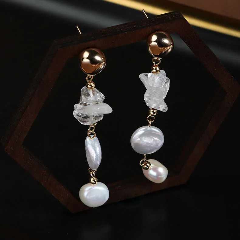 Vintage Elegance Baroque Pearl Drop Earrings