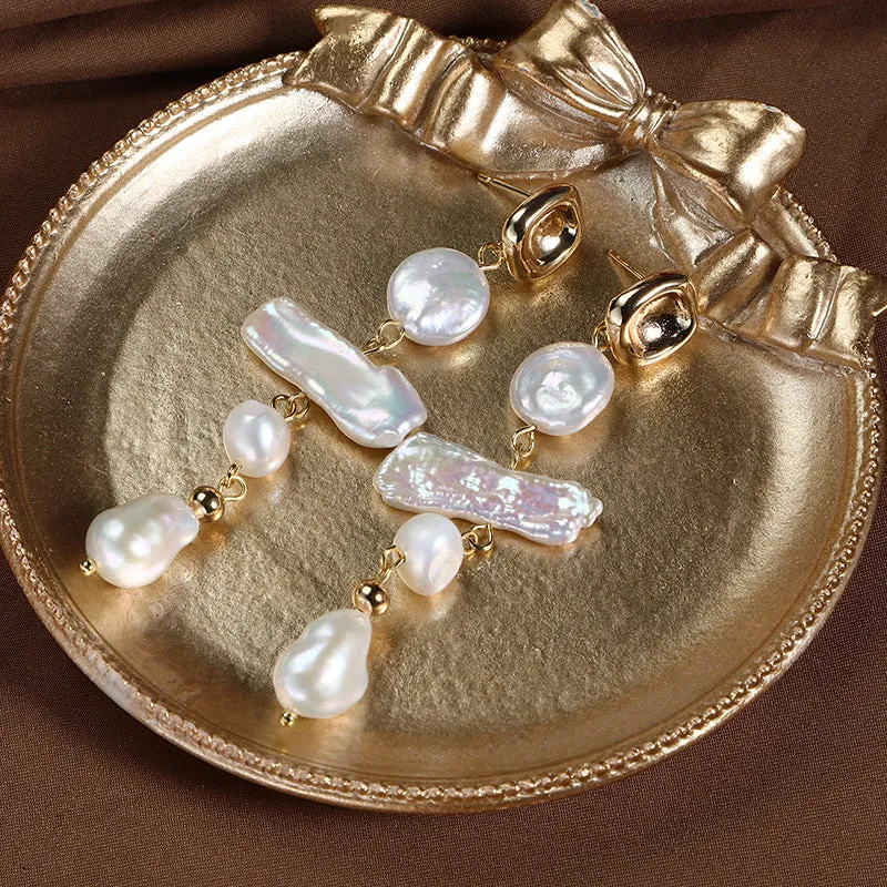 Vintage Elegance Baroque Pearl Drop Earrings