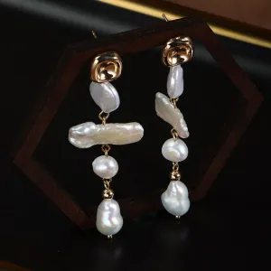 Vintage Elegance Baroque Pearl Drop Earrings