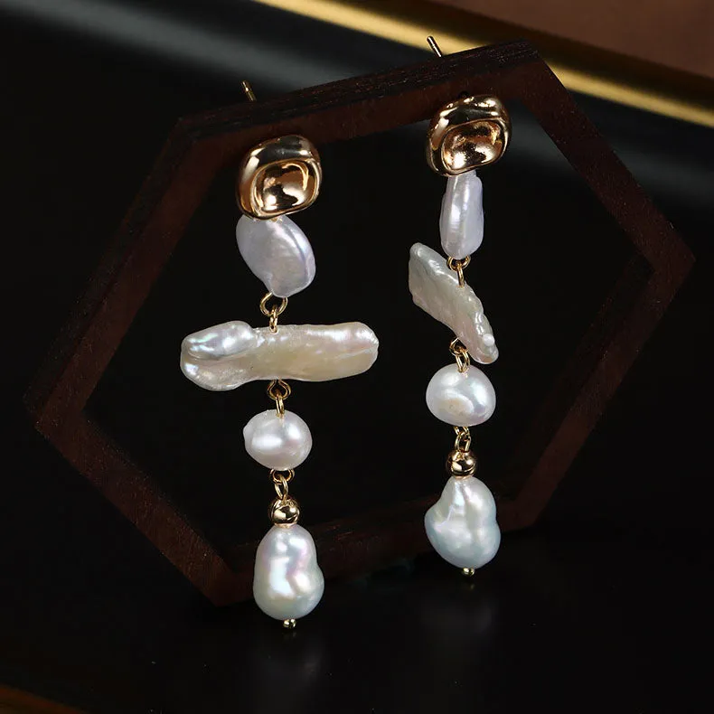 Vintage Elegance Baroque Pearl Drop Earrings