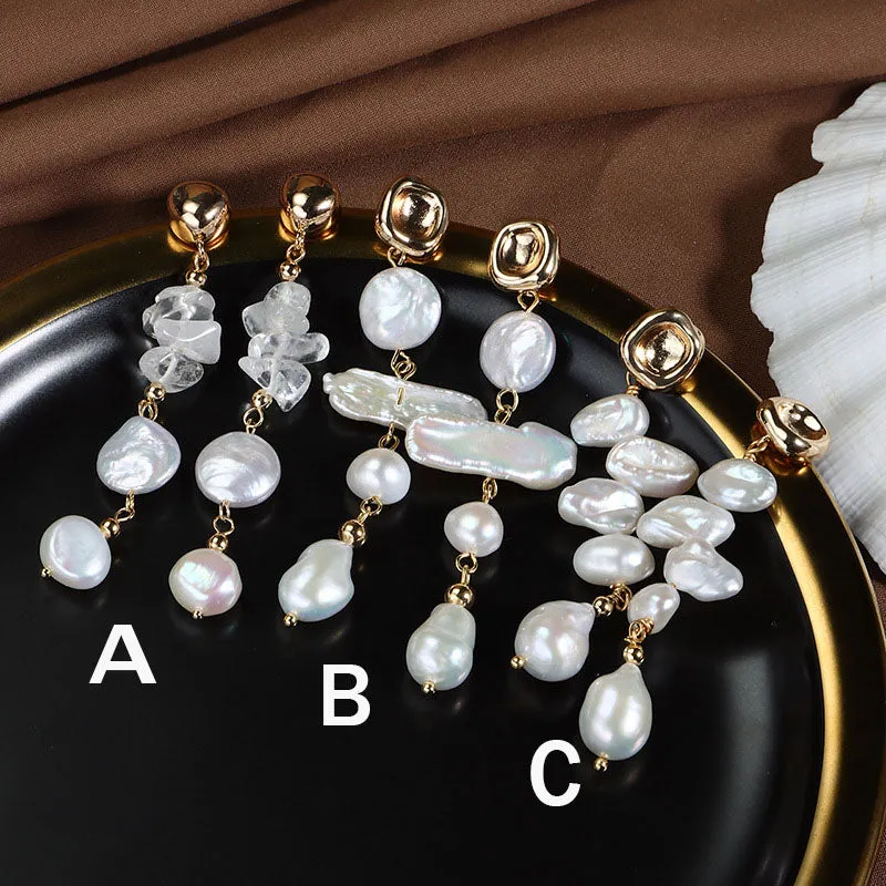 Vintage Elegance Baroque Pearl Drop Earrings
