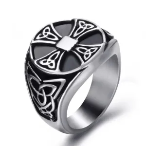 Vintage Men Stainless Steel Rings Solar Cross