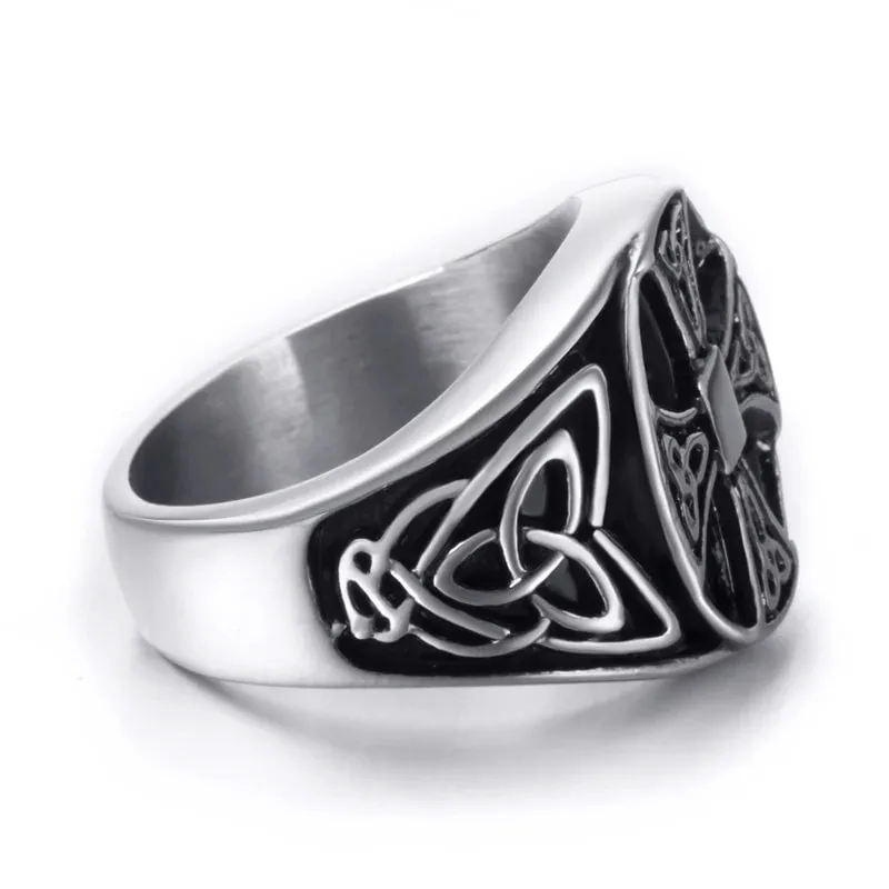Vintage Men Stainless Steel Rings Solar Cross