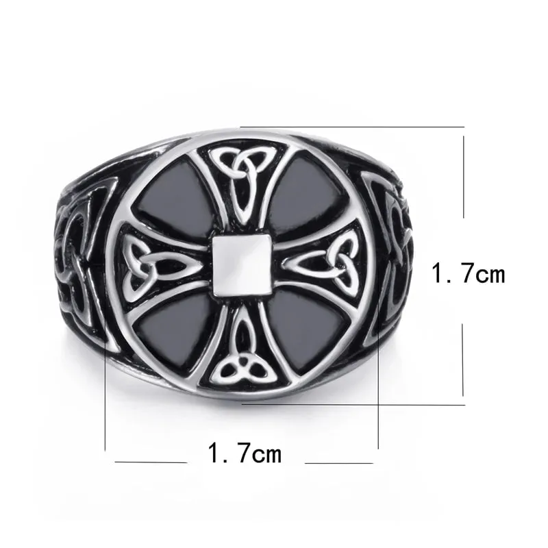 Vintage Men Stainless Steel Rings Solar Cross