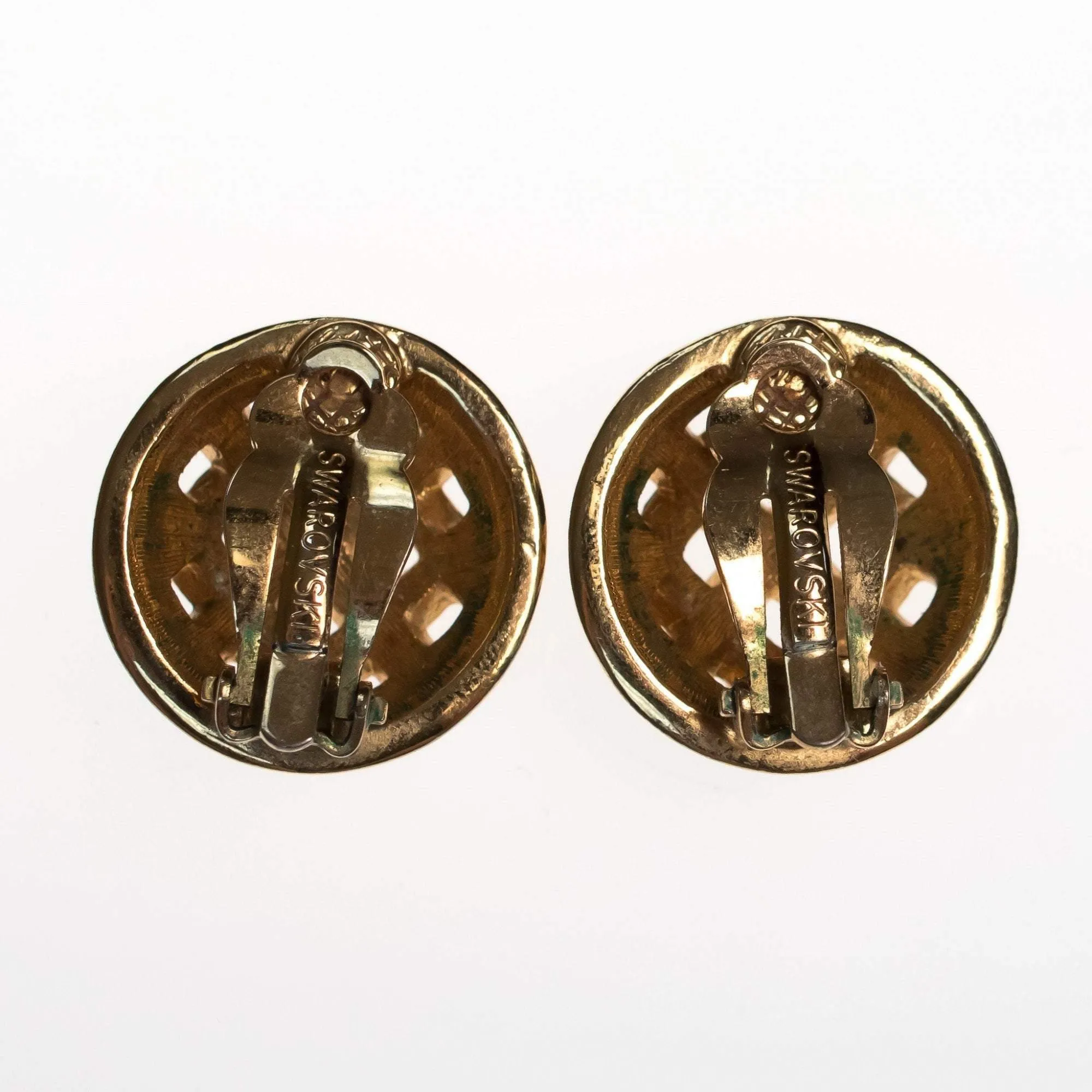 Vintage Swarovski Black Diamante Checkerboard Earrings
