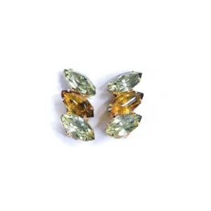 Vintage Yellow and Amber Rhinestone Earrings