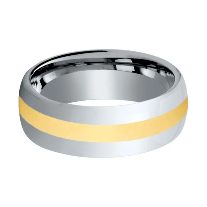 VISIONARY | Tungsten Ring Yellow Gold Shiny Center
