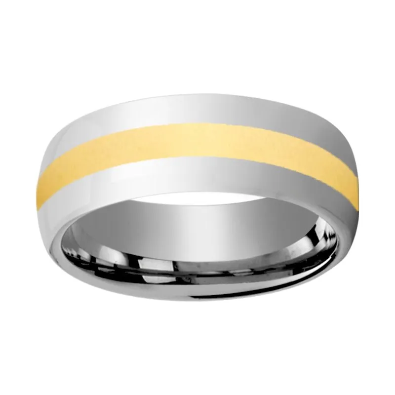 VISIONARY | Tungsten Ring Yellow Gold Shiny Center