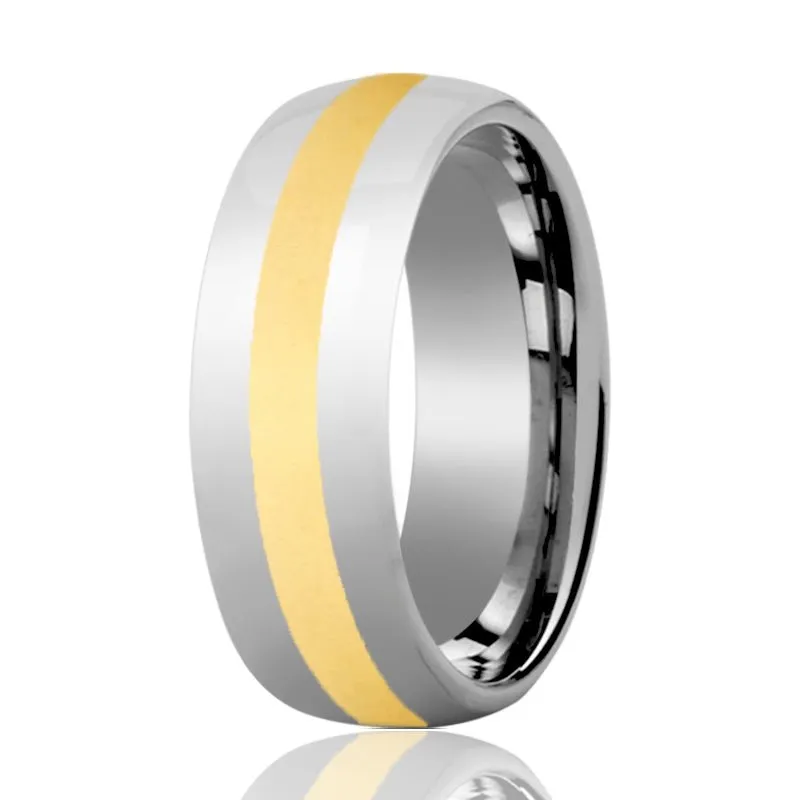 VISIONARY | Tungsten Ring Yellow Gold Shiny Center