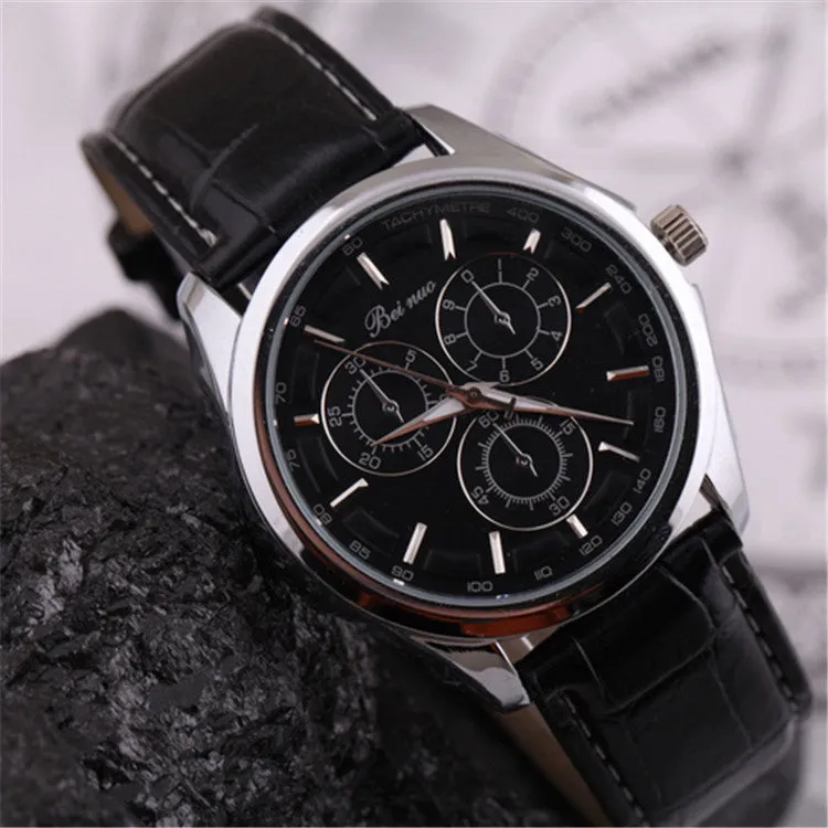 Watches Men Luxury Brand Beinuo Quartz Watches Men Leather Watch Casual Wristwatch Male Clock