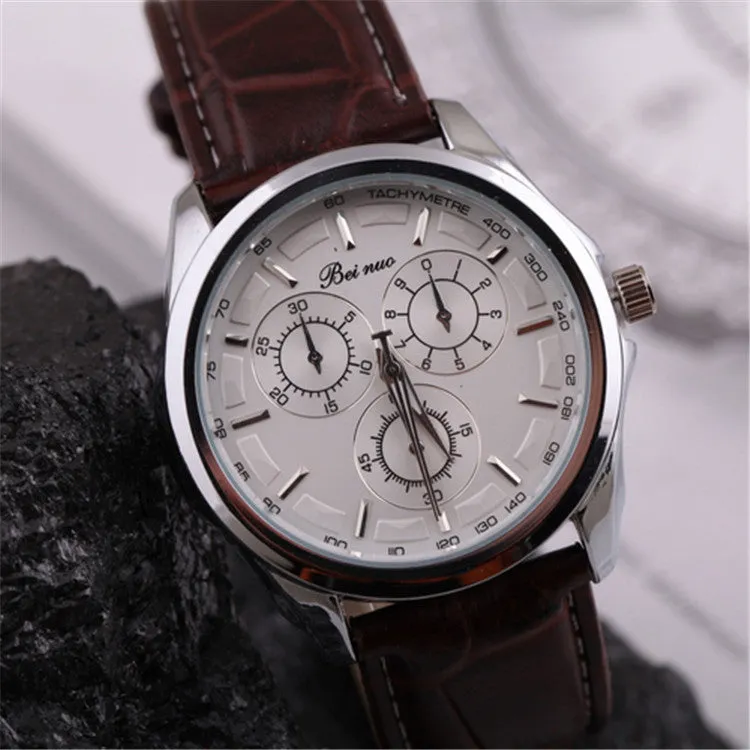 Watches Men Luxury Brand Beinuo Quartz Watches Men Leather Watch Casual Wristwatch Male Clock