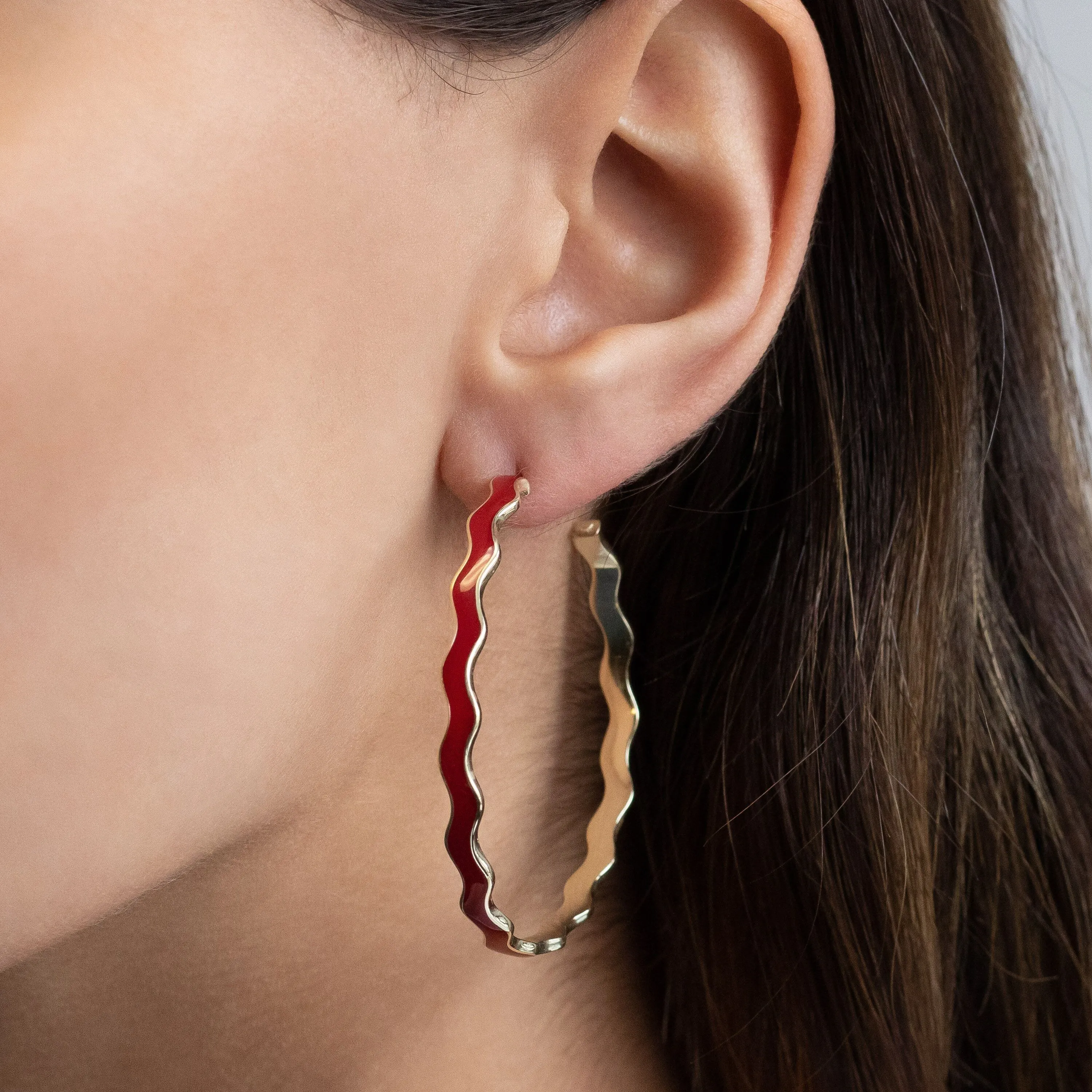 Wavy Enamel Hoop Earring