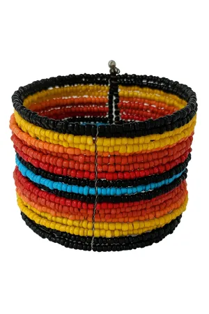 WESTERN ACCENT WRAP SEED BEAD CUFF BANGLE BRACELET