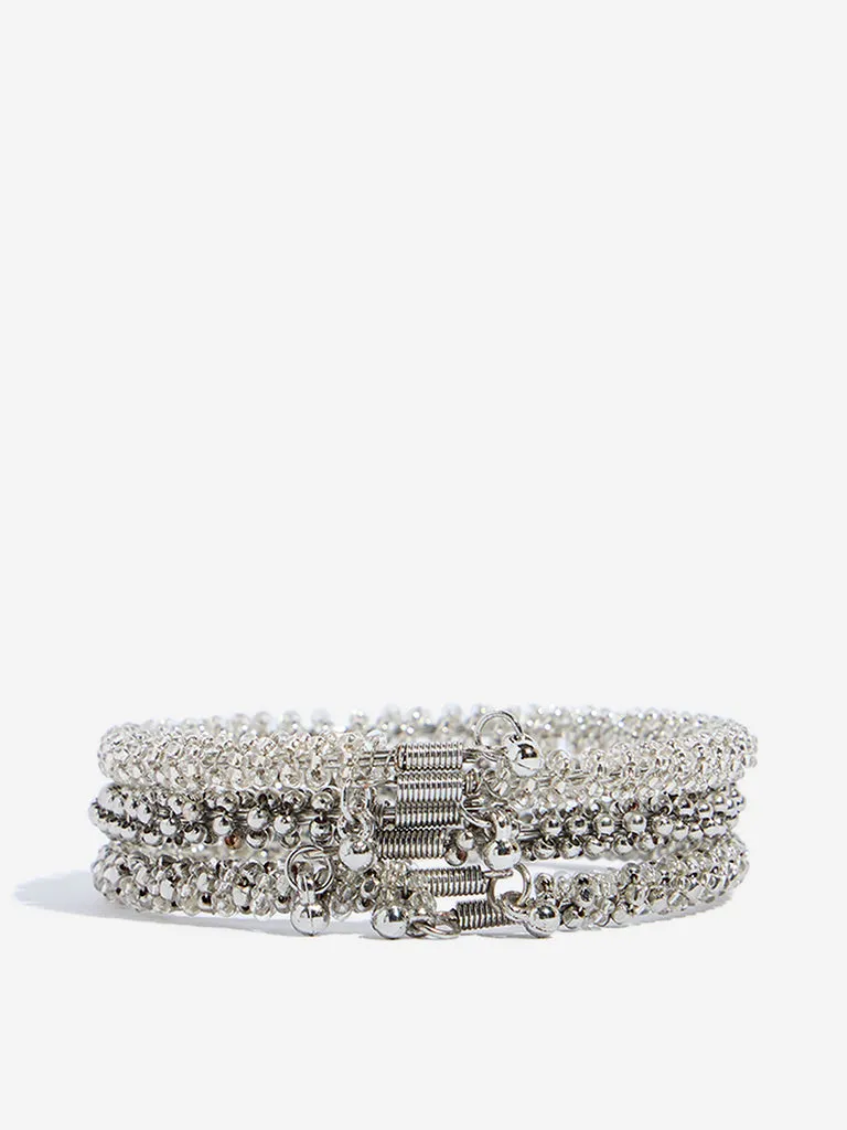 Westside Accessories Silver Beaded Bracelet Set - Pack of 3
