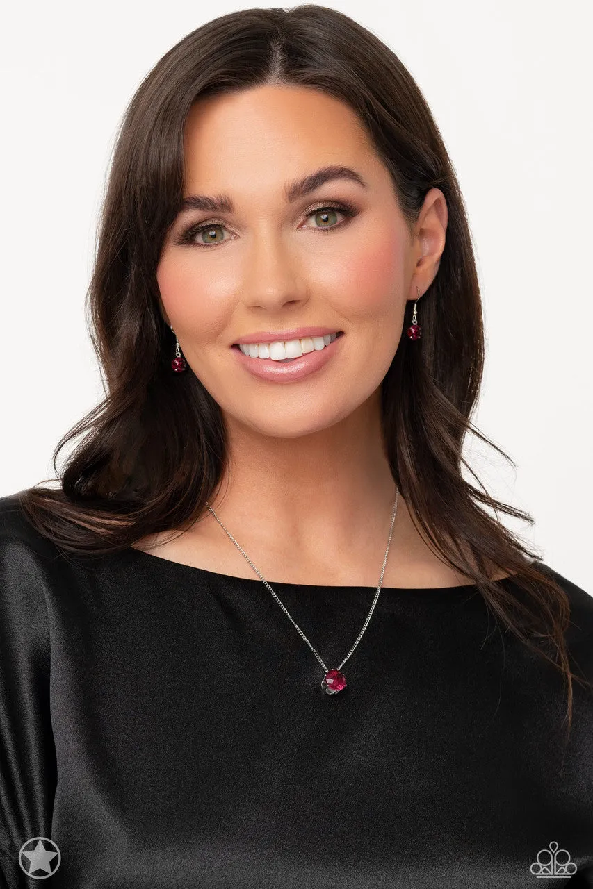 What a Gem - Pink - Oversized Rhinestone Dainty Paparazzi Short Necklace