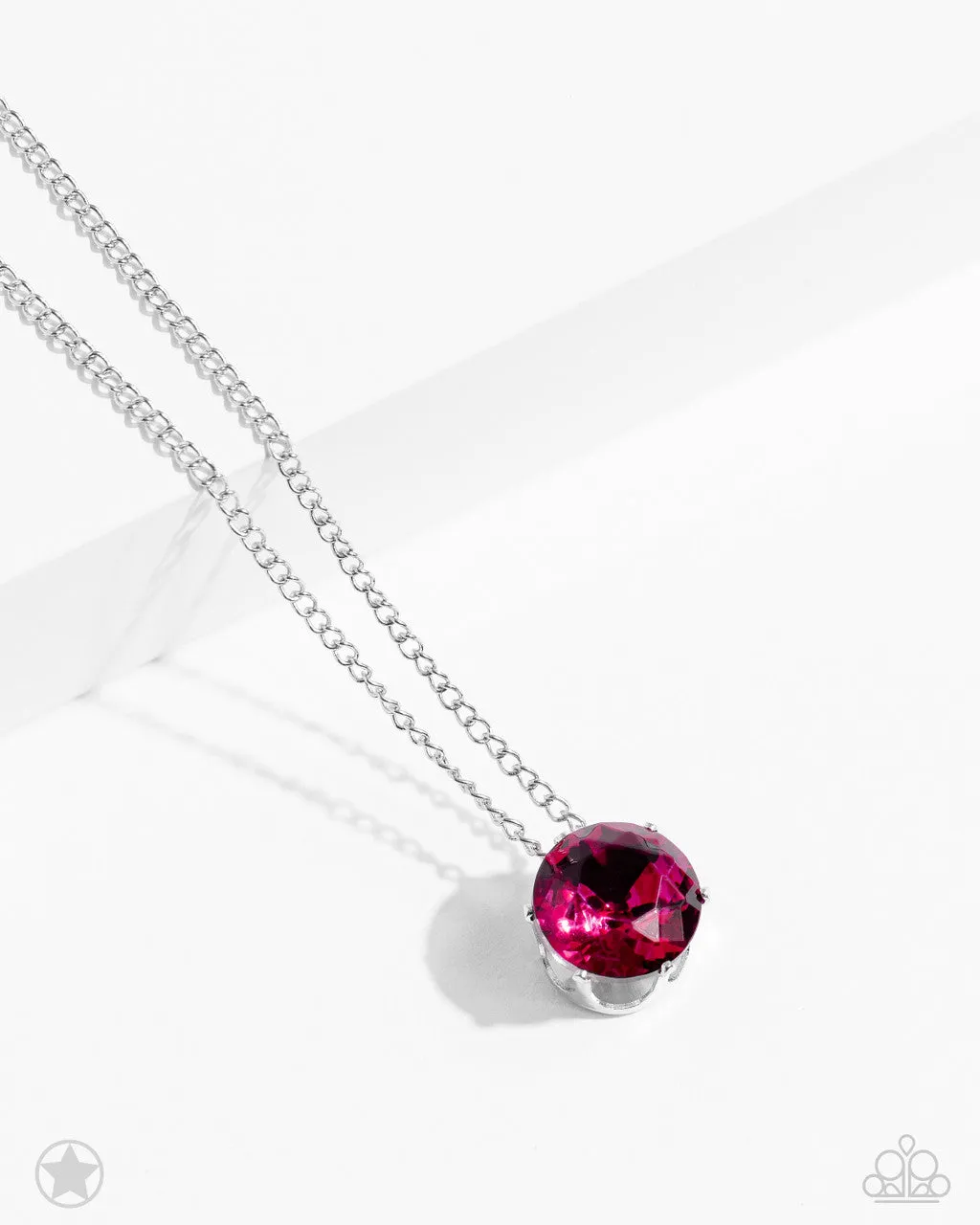 What a Gem - Pink - Oversized Rhinestone Dainty Paparazzi Short Necklace