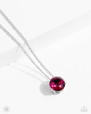 What a Gem - Pink - Oversized Rhinestone Dainty Paparazzi Short Necklace