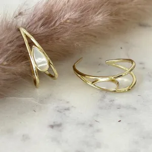 White Abalone Hoop Earrings