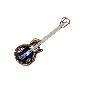 Wire Wrap Blue Glass Guitar Pendant