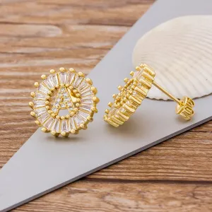 Women Chic Gold Letter Studs