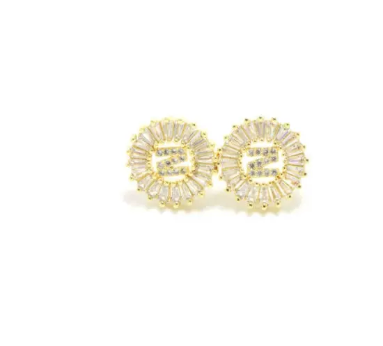 Women Chic Gold Letter Studs