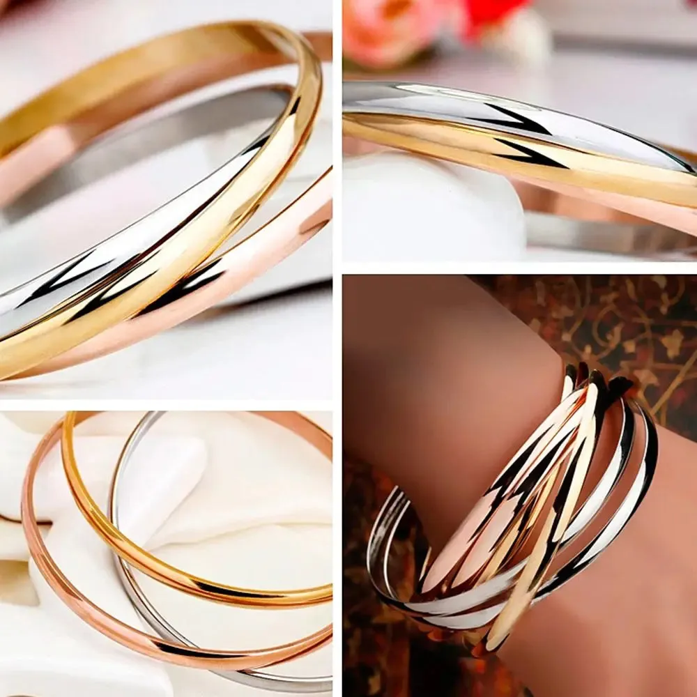 Women Gifts Bracelet Chains Stainless Steel 3 Color Set Bracelets Bangles Accessory Bracelets