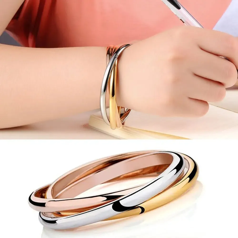 Women Gifts Bracelet Chains Stainless Steel 3 Color Set Bracelets Bangles Accessory Bracelets