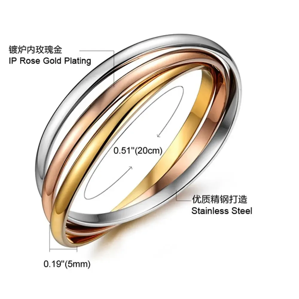 Women Gifts Bracelet Chains Stainless Steel 3 Color Set Bracelets Bangles Accessory Bracelets