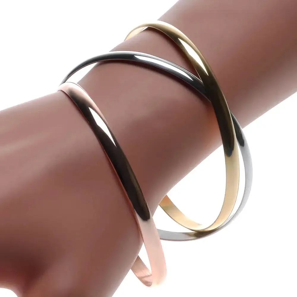 Women Gifts Bracelet Chains Stainless Steel 3 Color Set Bracelets Bangles Accessory Bracelets