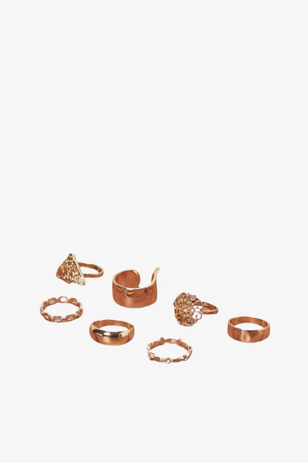 Women Gold Embellished Ring Set (7 Piece)