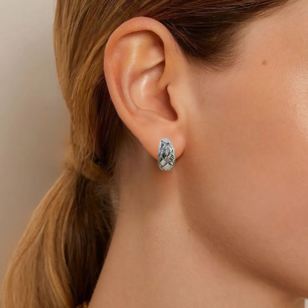 Woven In Silver Chic Metal Hoops