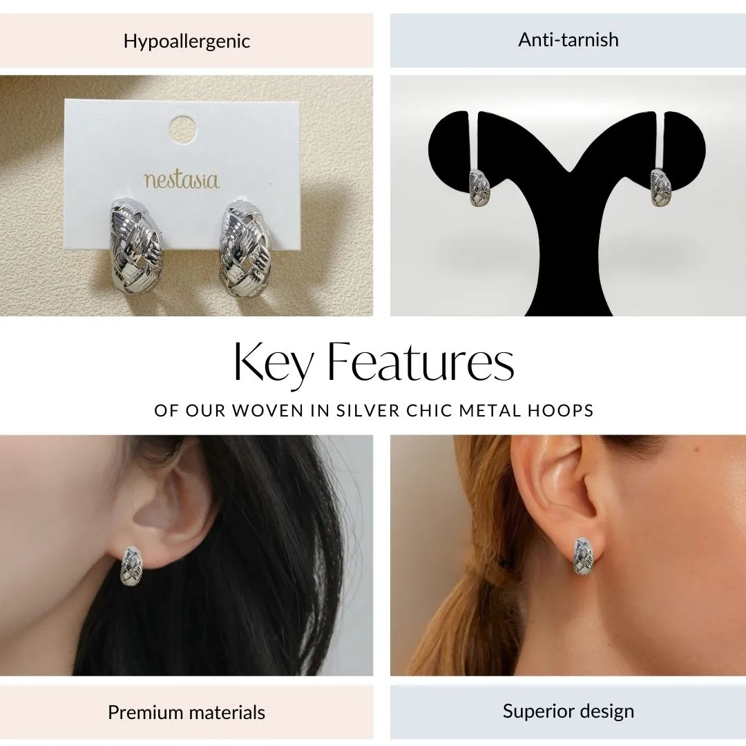 Woven In Silver Chic Metal Hoops